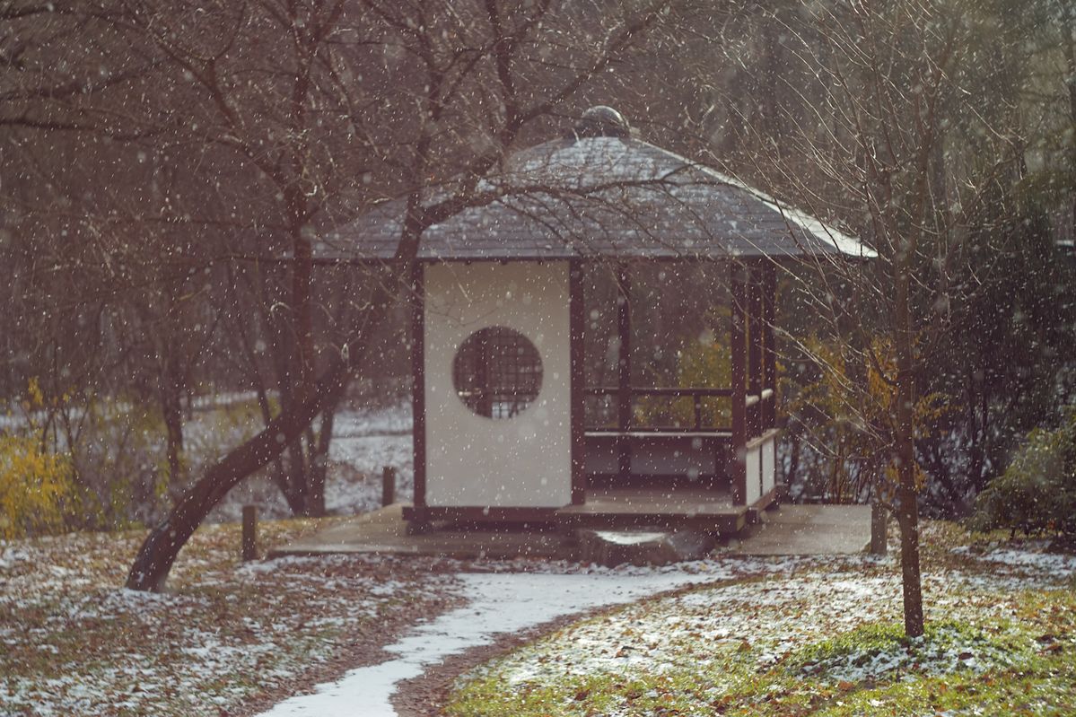 Russia, Moscow, Japanese Garden of Main Botanical Garden.