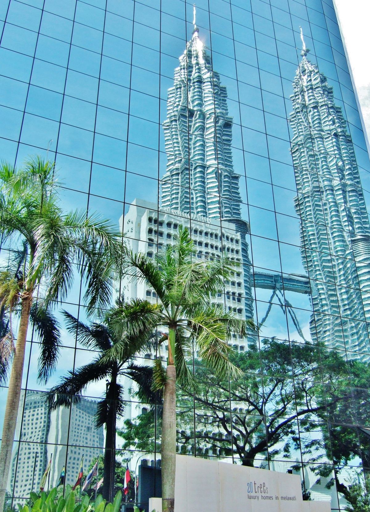 Reflections of the Petronas Towers, Kuala Lumpur.