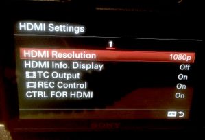 1080p selected as the HDMI output.