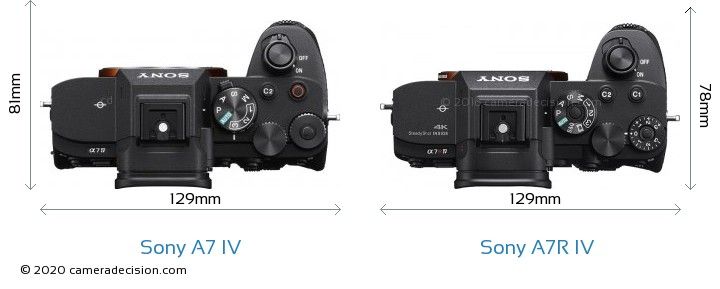 Sony-Alpha-A7-IV-vs-Sony-Alpha-A7R-IV-top-view-size-comparison